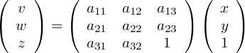 (v,w,z)=A(x,y,1)